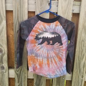 Upcycled Tie-Dye Kids tie-dye 3/4 sleeve tee shirt